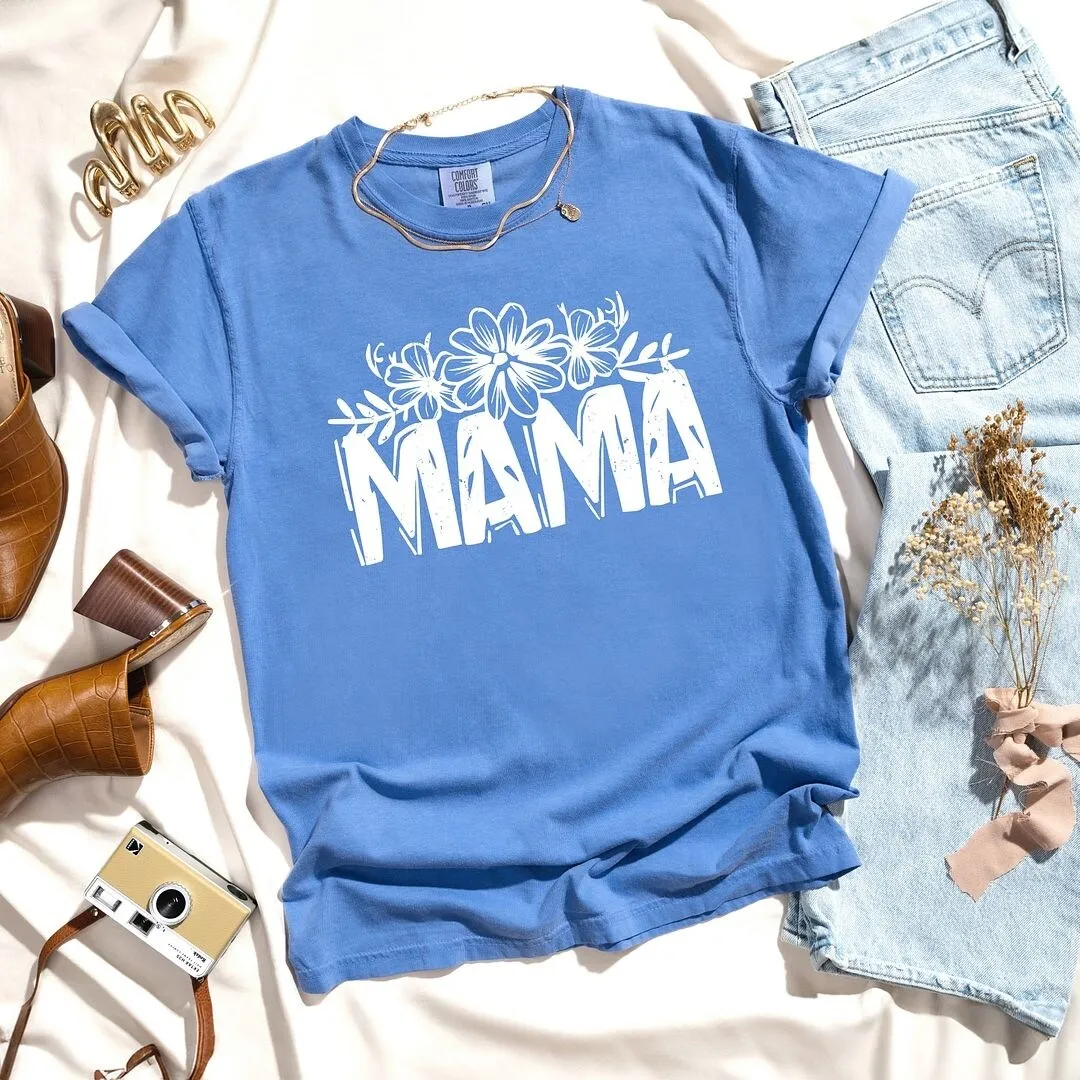 Mama Topped with Flowers Garment Dyed Tee sold by Zulily