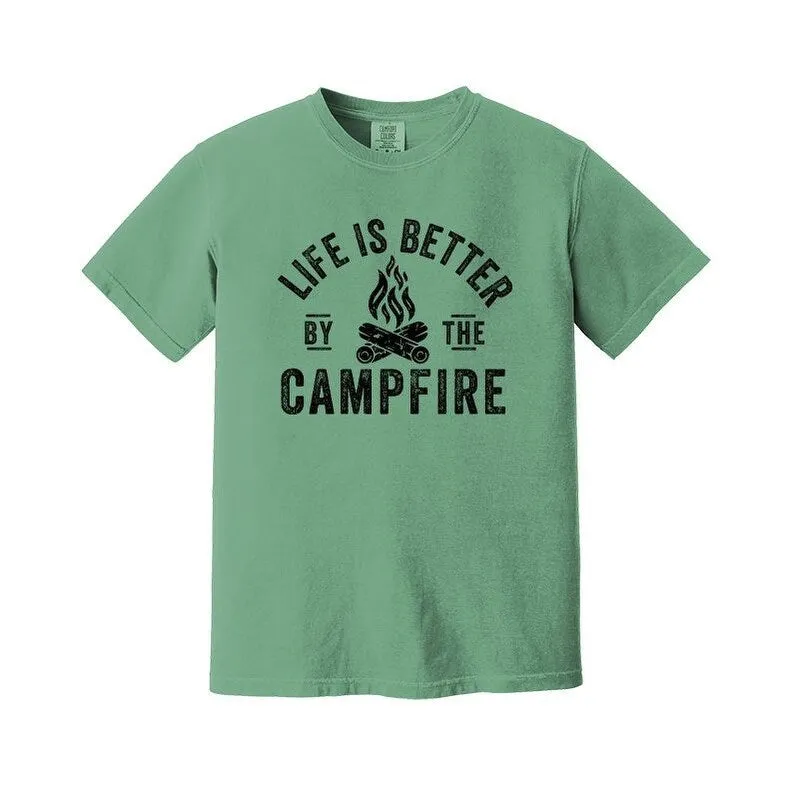 Life is Better by the Campfire (Men's) Garment Dyed Tee sold by Zulily