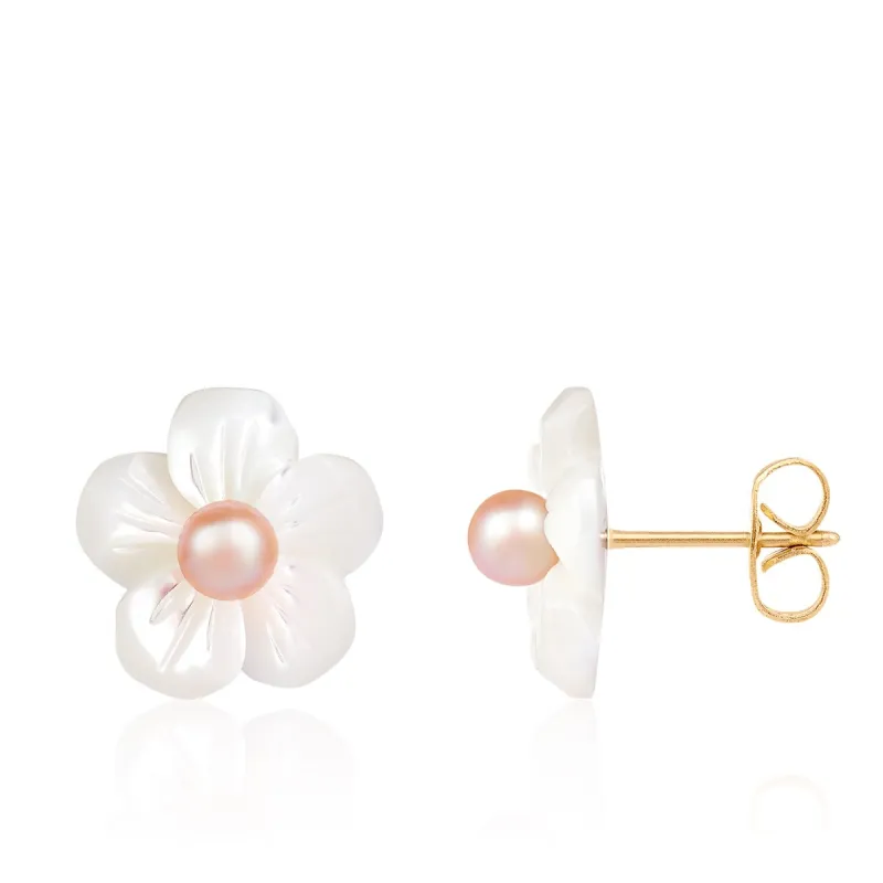 Stud Push back Earrings Pearl sold by Zulily