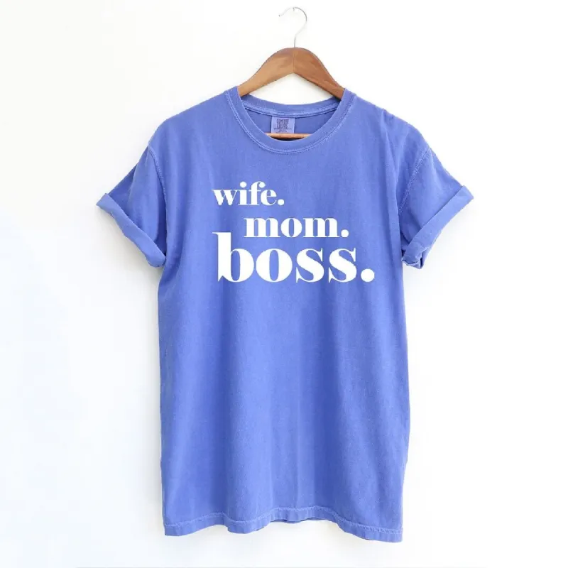 Wife Mom Boss Typewriter Garment Dyed Tee sold by Zulily