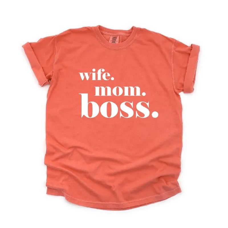 Wife Mom Boss Typewriter Garment Dyed Tee sold by Zulily