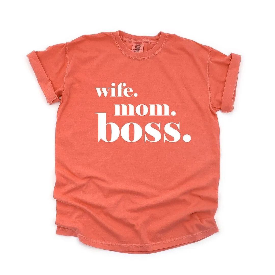 Wife Mom Boss Typewriter Garment Dyed Tee sold by Zulily
