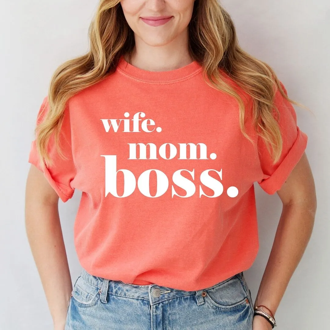 Wife Mom Boss Typewriter Garment Dyed Tee sold by Zulily product image thumbnail 2
