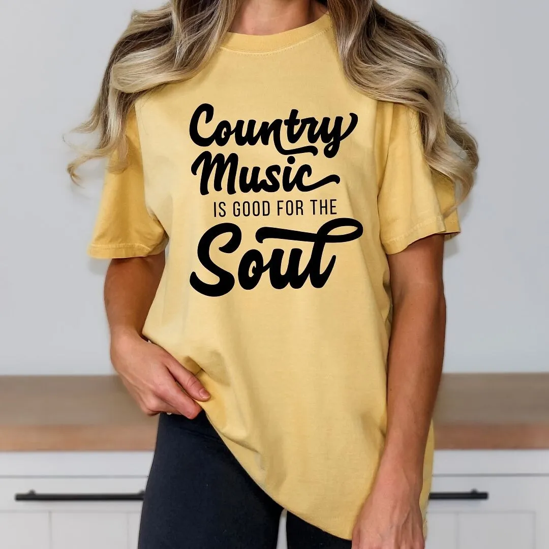 Country Music is Good for the Soul Garment Dyed Tee sold by Zulily product image thumbnail 3