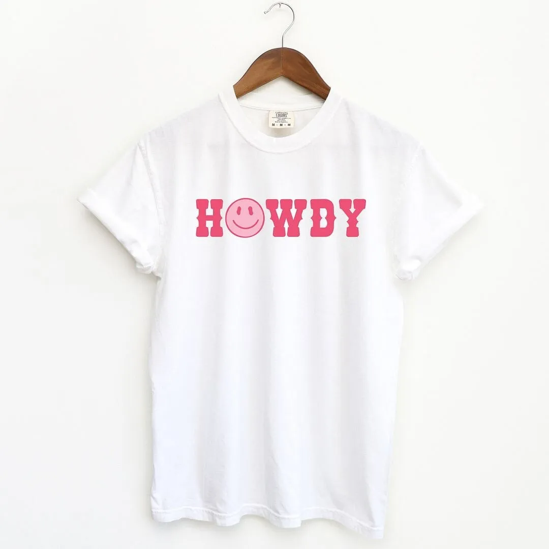 Howdy Smiley Face Garment Dyed Tee sold by Zulily