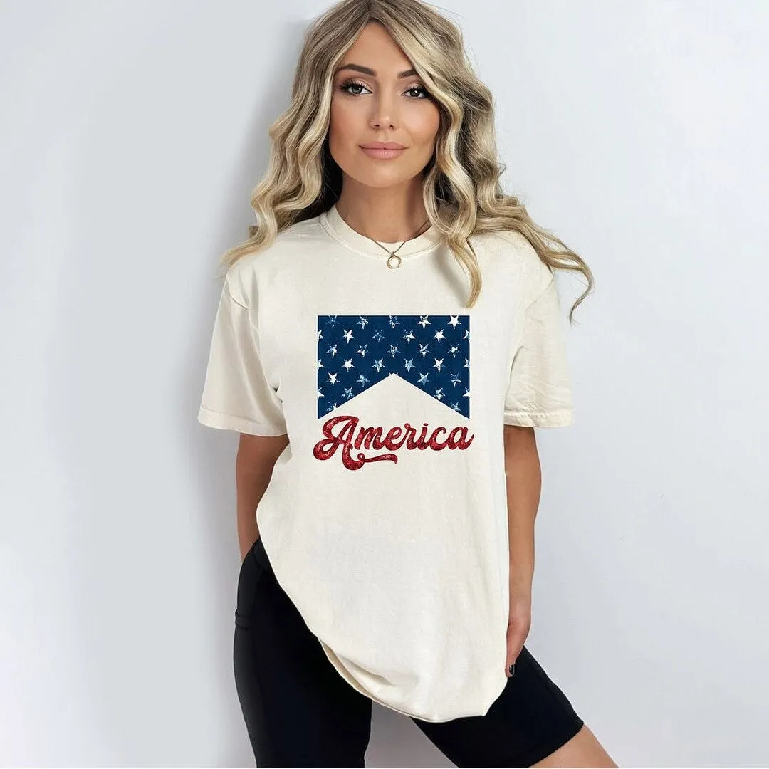 America Retro Cursive Garment Dyed Tee sold by Zulily product image thumbnail 2