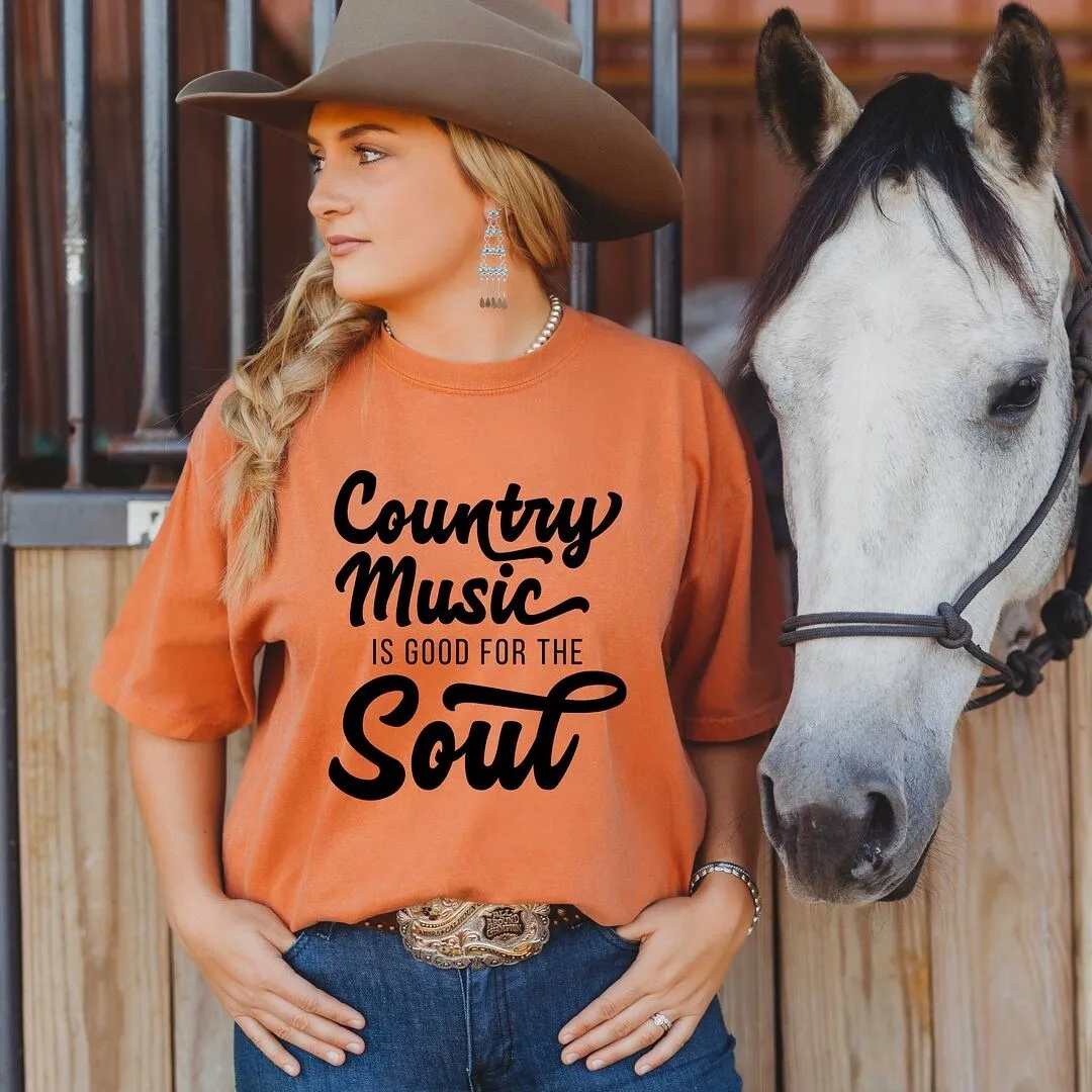 Country Music is Good for the Soul Garment Dyed Tee sold by Zulily product image thumbnail 5