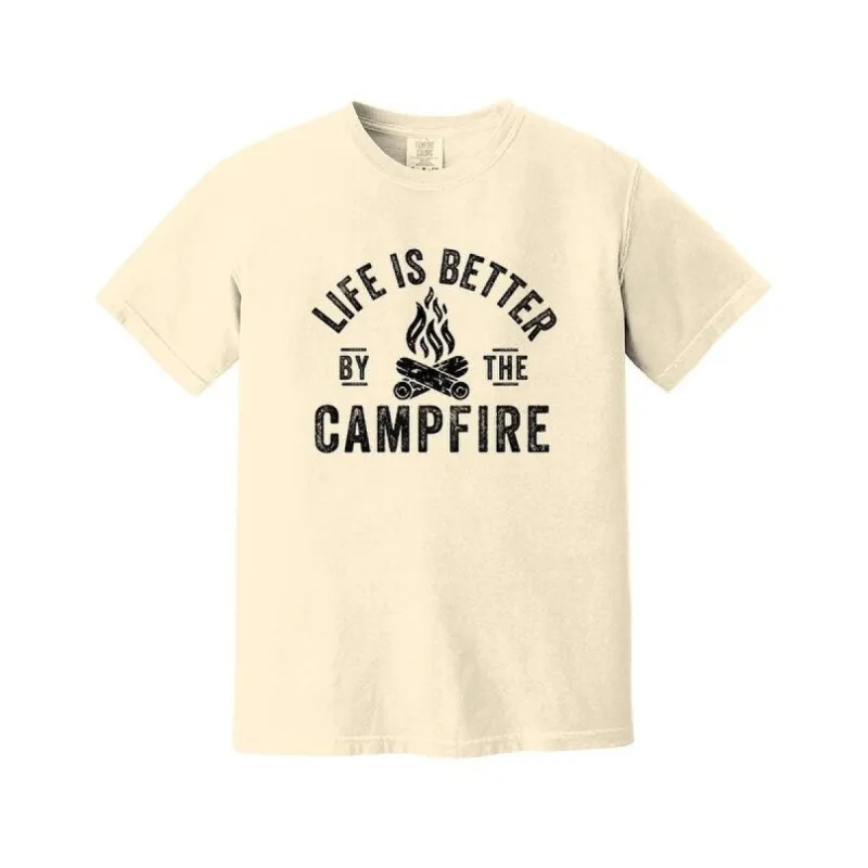 Life is Better by the Campfire (Men's) Garment Dyed Tee sold by Zulily