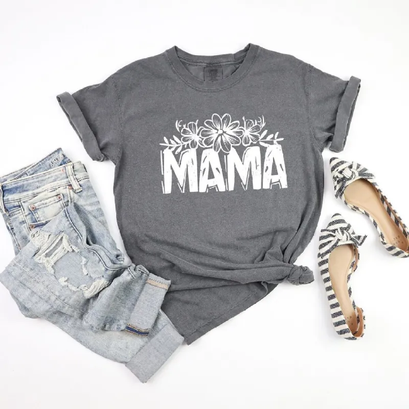 Mama Topped with Flowers Garment Dyed Tee sold by Zulily