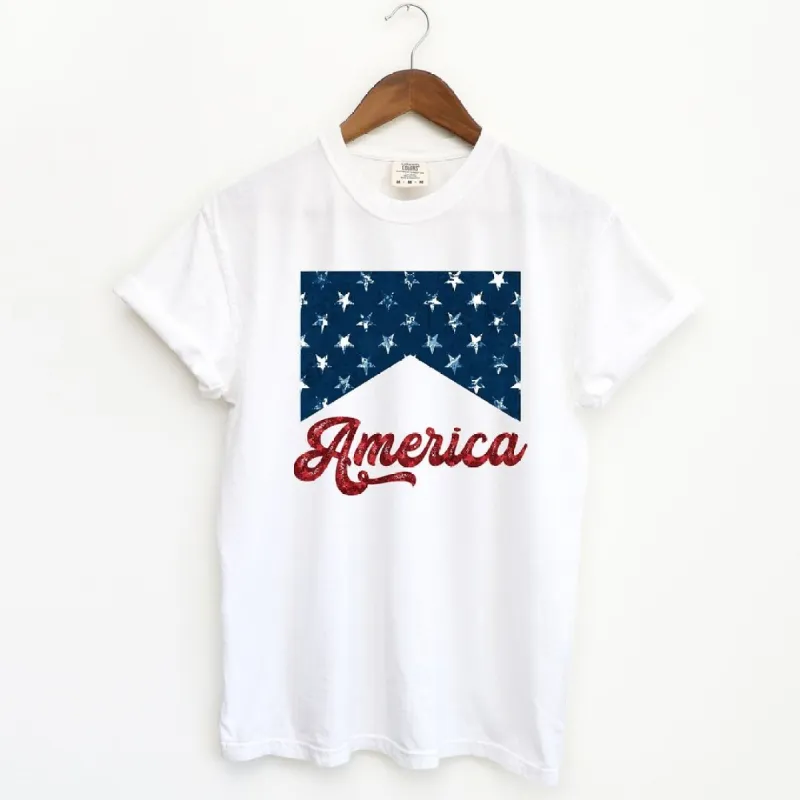 America Retro Cursive Garment Dyed Tee sold by Zulily