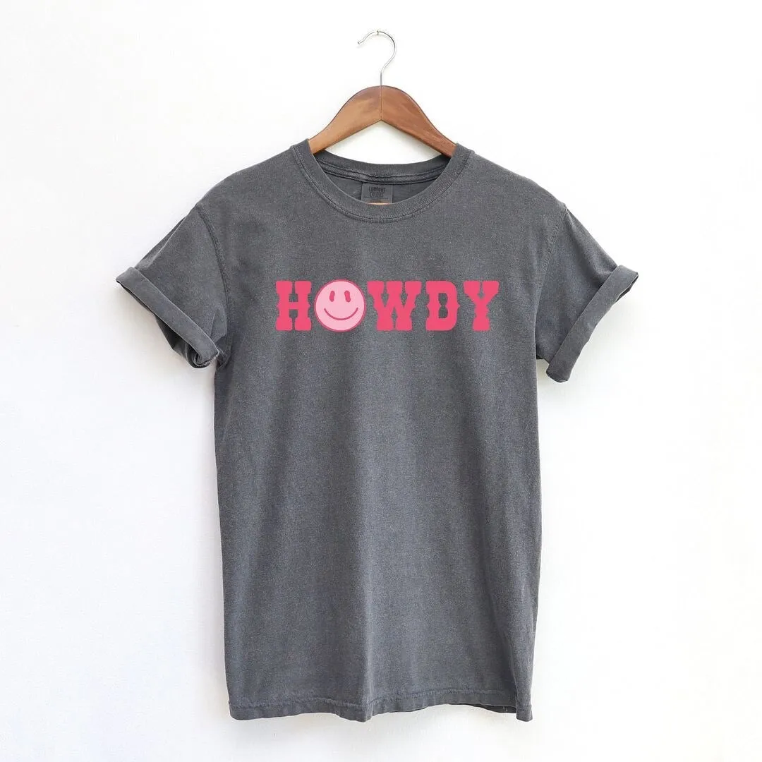 Howdy Smiley Face Garment Dyed Tee sold by Zulily