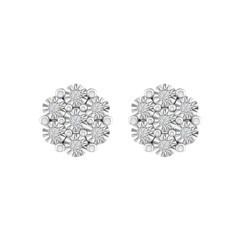 Sterling Silver Natural White Diamond Flower Earrings sold by Zulily