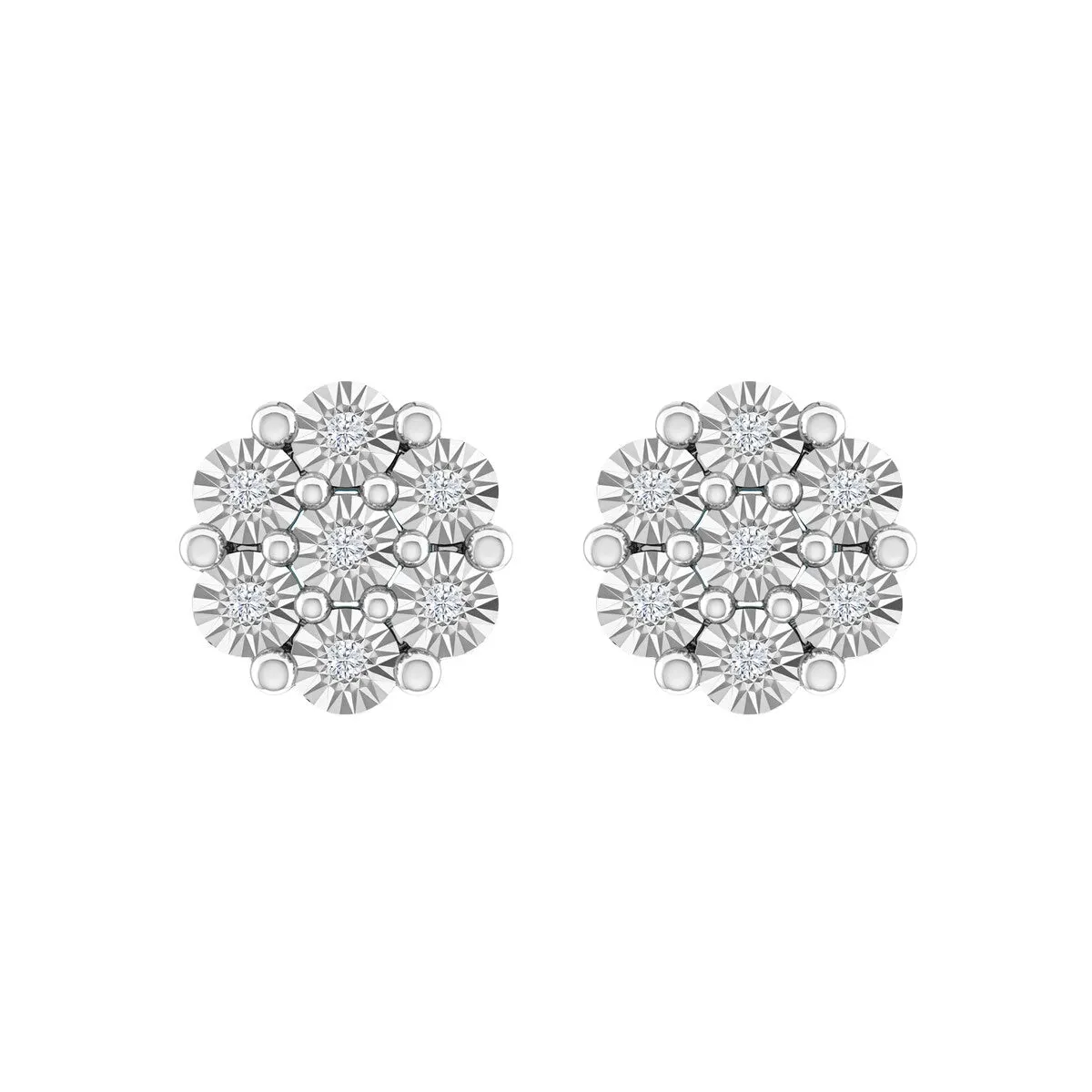 Sterling Silver Natural White Diamond Flower Earrings sold by Zulily