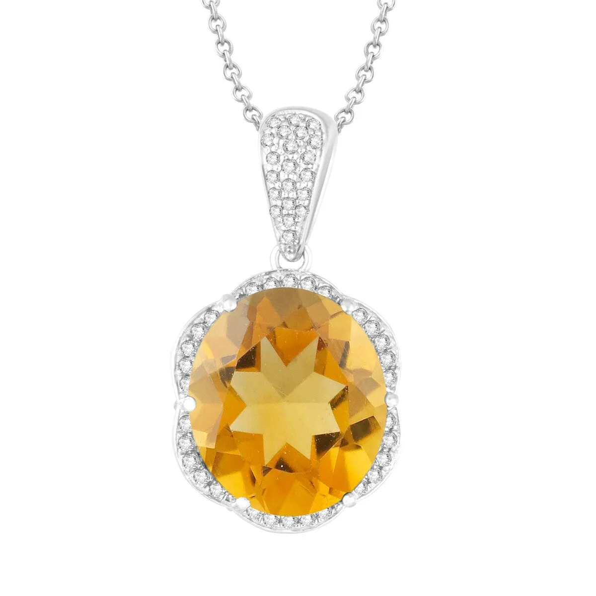 Sterling Silver 8.60CT Natural Citrine and White Topaz Flower Pendant sold by Zulily