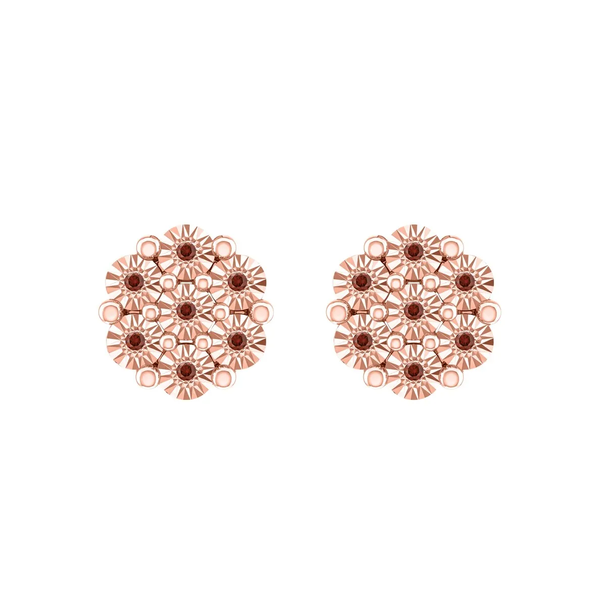 Sterling Silver Natural Red Diamond Flower Earrings Gifts for Women sold by Zulily