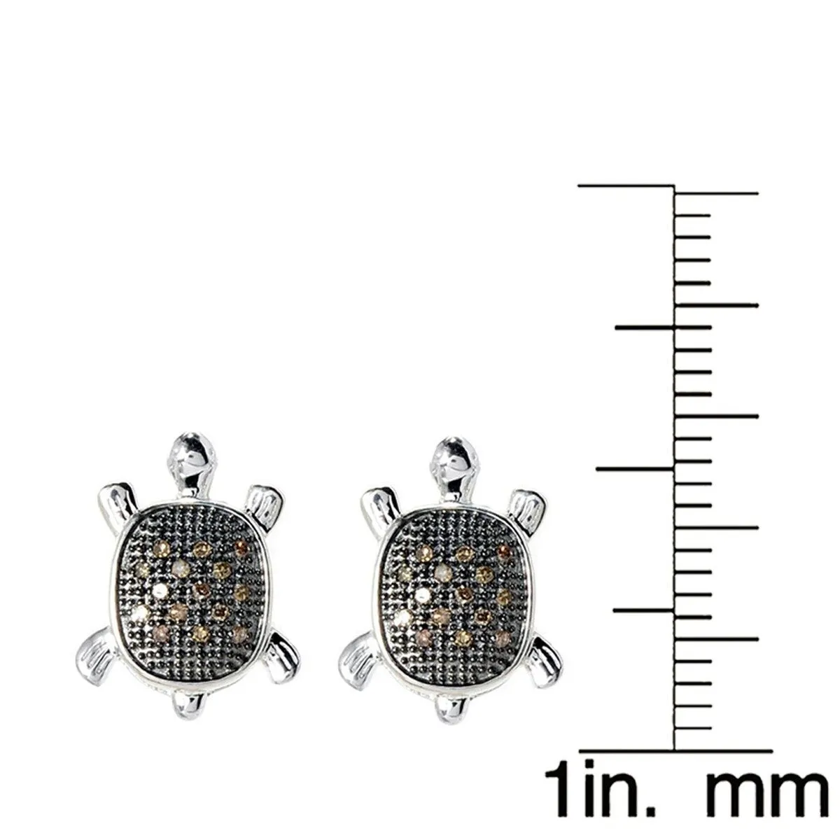 Sterling Silver Natural Champagne Diamond Turtle Stud Earrings sold by Zulily product image thumbnail 3