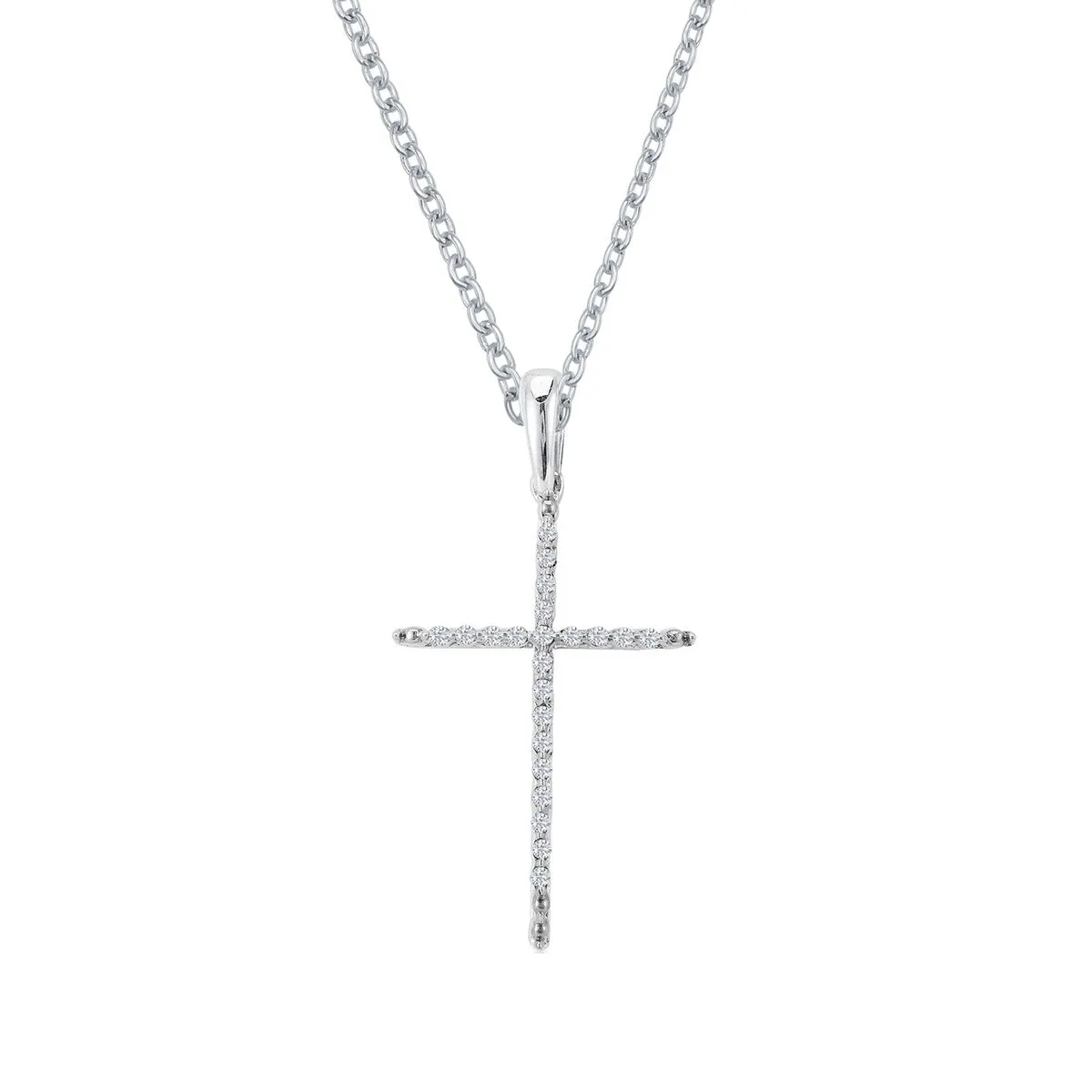 Sterling Silver 0.25Ct Natural White Diamond Cross Pendant sold by Zulily