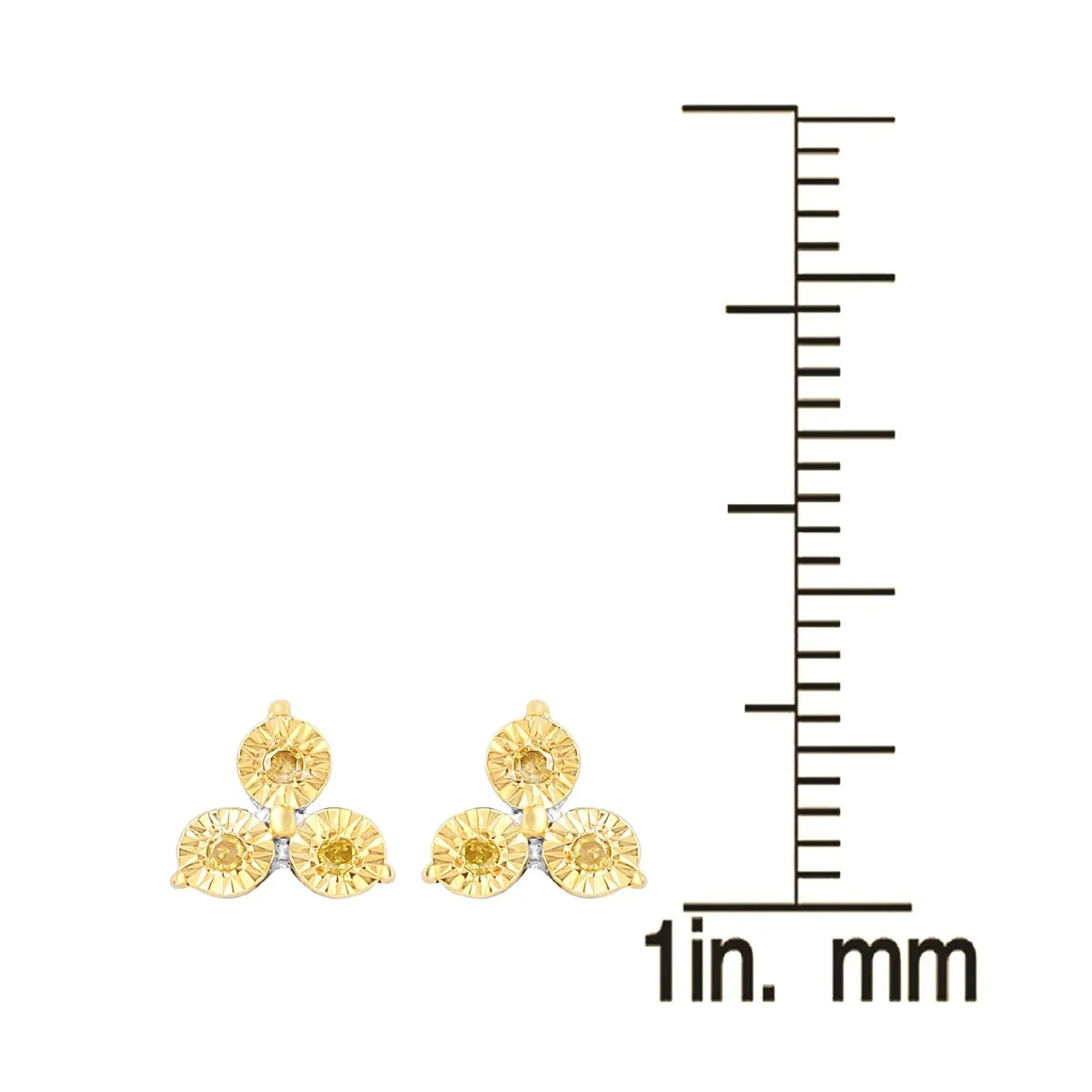 Sterling Silver Natural Yellow Diamond 3- Stone Stud Earrings sold by Zulily product image thumbnail 3
