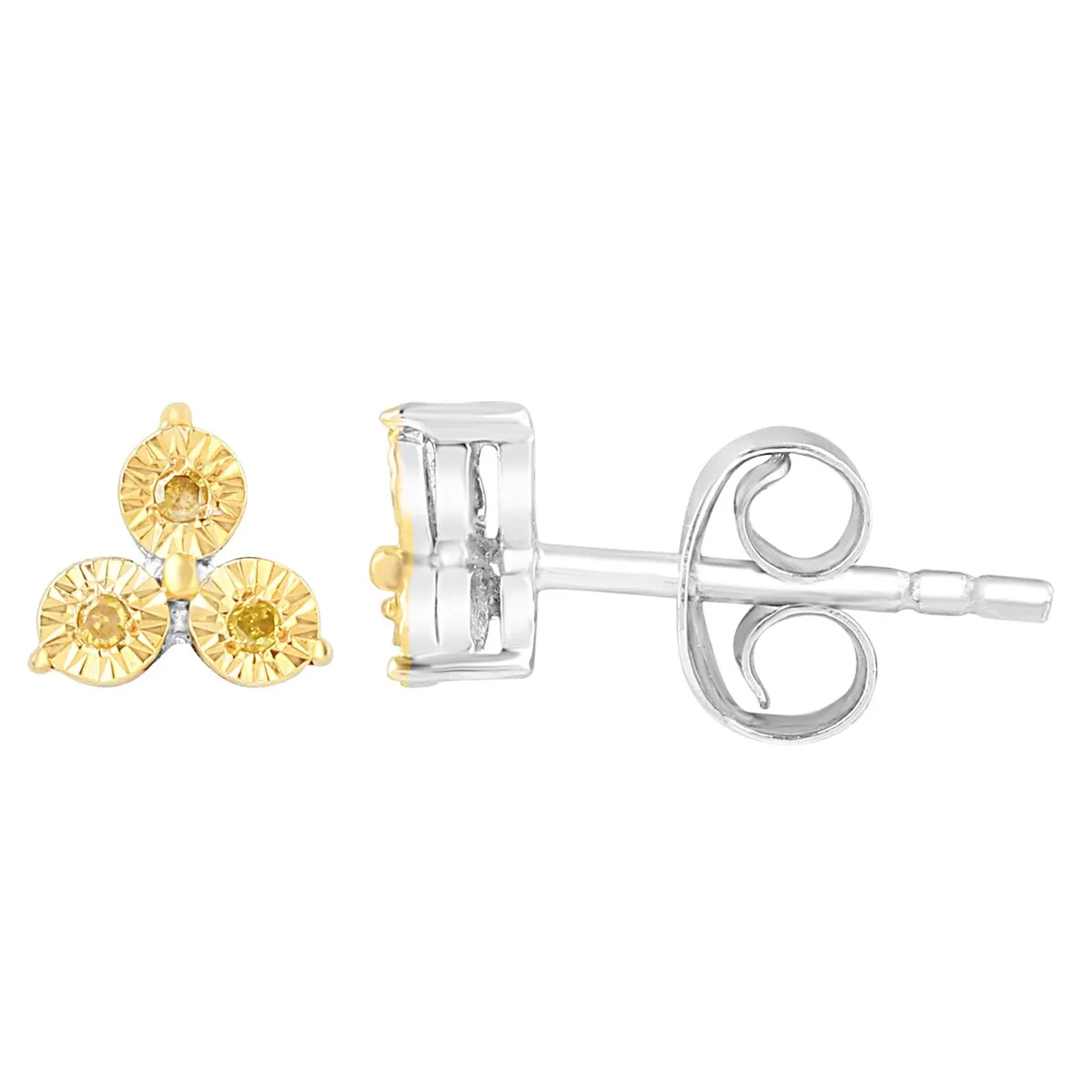 Sterling Silver Natural Yellow Diamond 3- Stone Stud Earrings sold by Zulily product image thumbnail 2