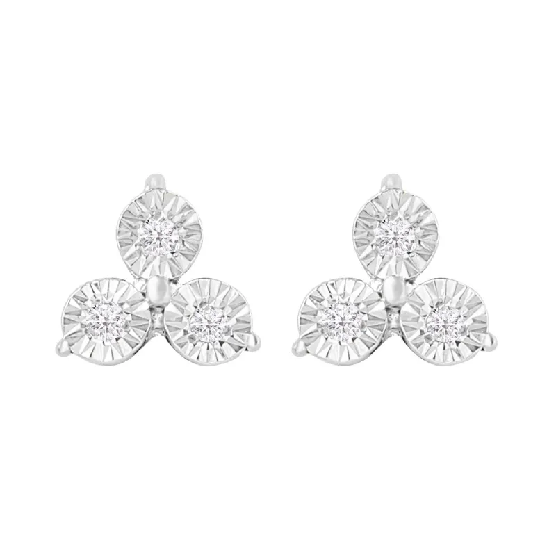 Sterling Silver Real White Diamond Stud Earrings sold by Zulily