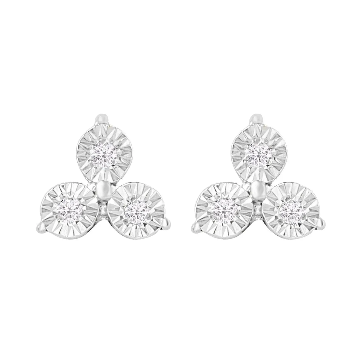 Sterling Silver Real White Diamond Stud Earrings sold by Zulily