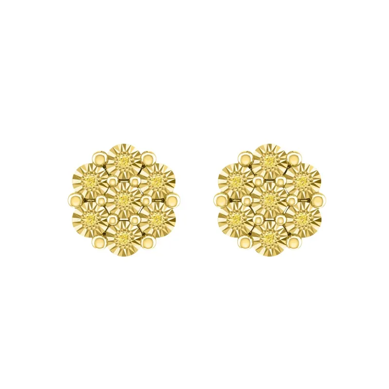 Sterling Silver Natural Yellow Diamond Flower Earrings sold by Zulily