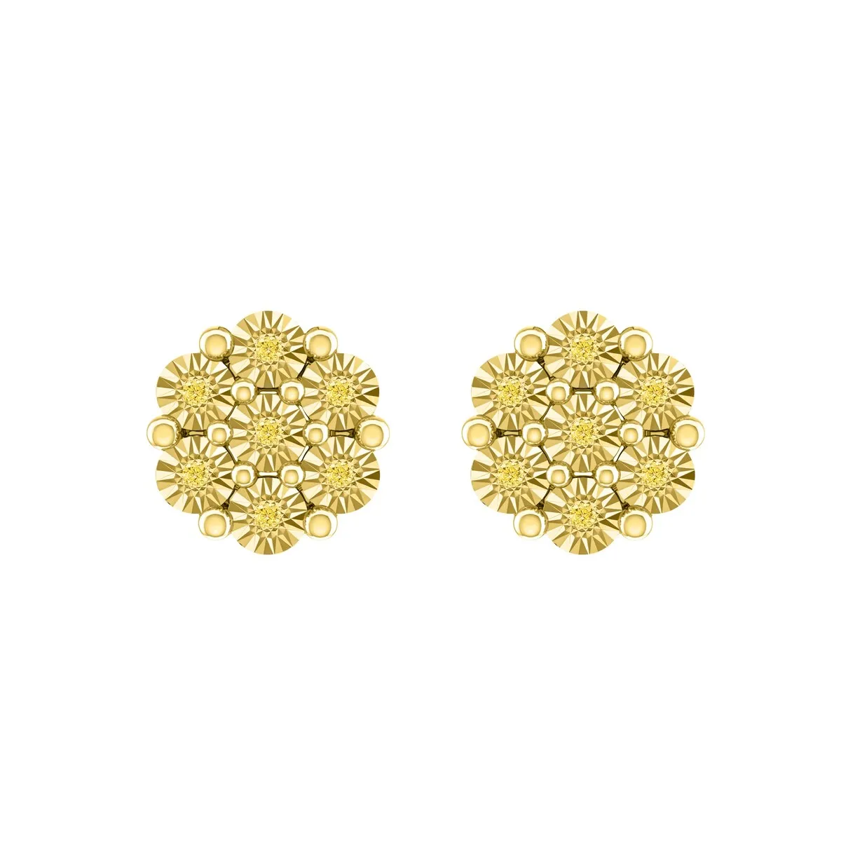 Sterling Silver Natural Yellow Diamond Flower Earrings sold by Zulily