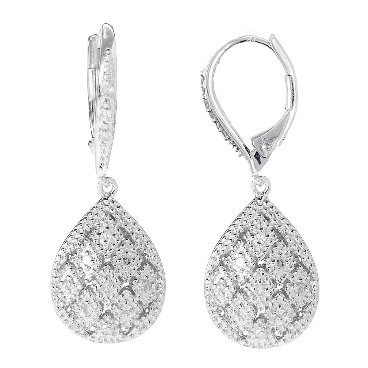 Sterling Silver with Natural White Diamond Dangle Earrings sold by Zulily product image thumbnail 2