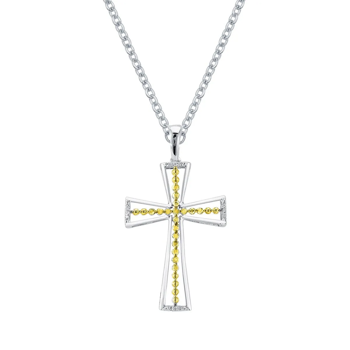 Sterling Silver 0.30cttw Natural Yellow Diamond and White Diamond Cross Pendant sold by Zulily