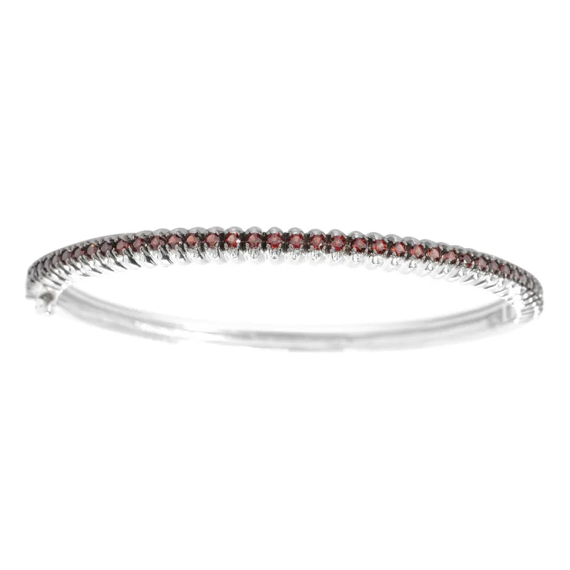 Sterling Silver Natural Garnet Bangle Bracelet sold by Zulily