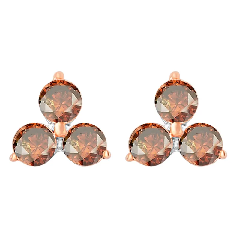 Sterling Silver Natural Red Diamond 3- Stone Stud Earrings sold by Zulily