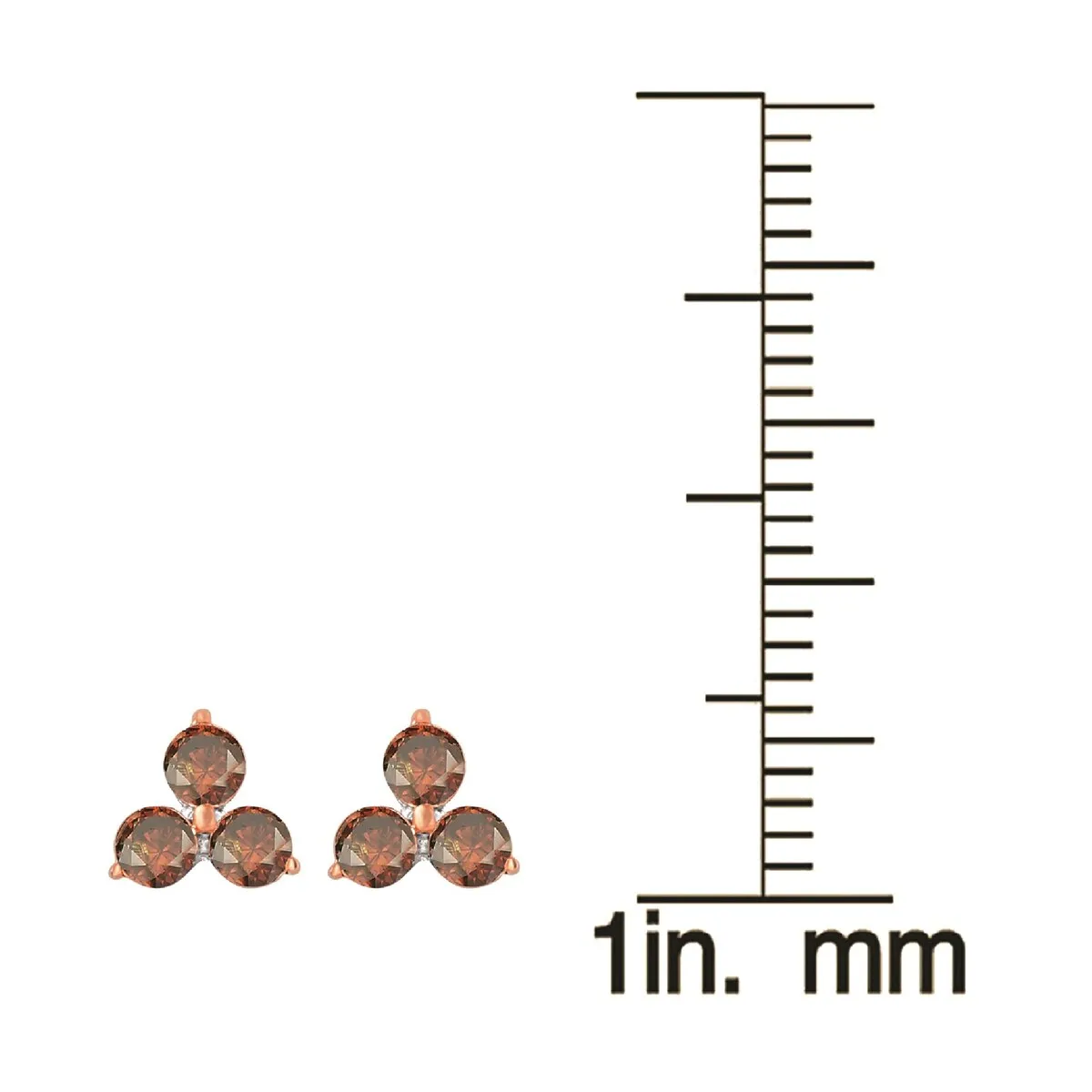 Sterling Silver Natural Red Diamond 3- Stone Stud Earrings sold by Zulily product image thumbnail 3