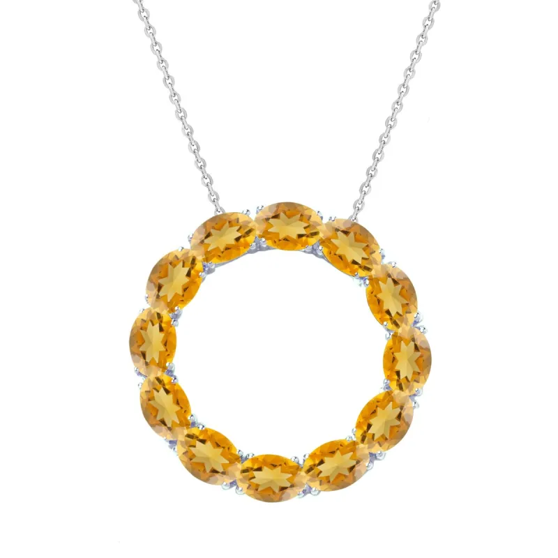 Sterling Silver 5.30Ct Natural Citrine Circle Pendant with 18" chain sold by Zulily