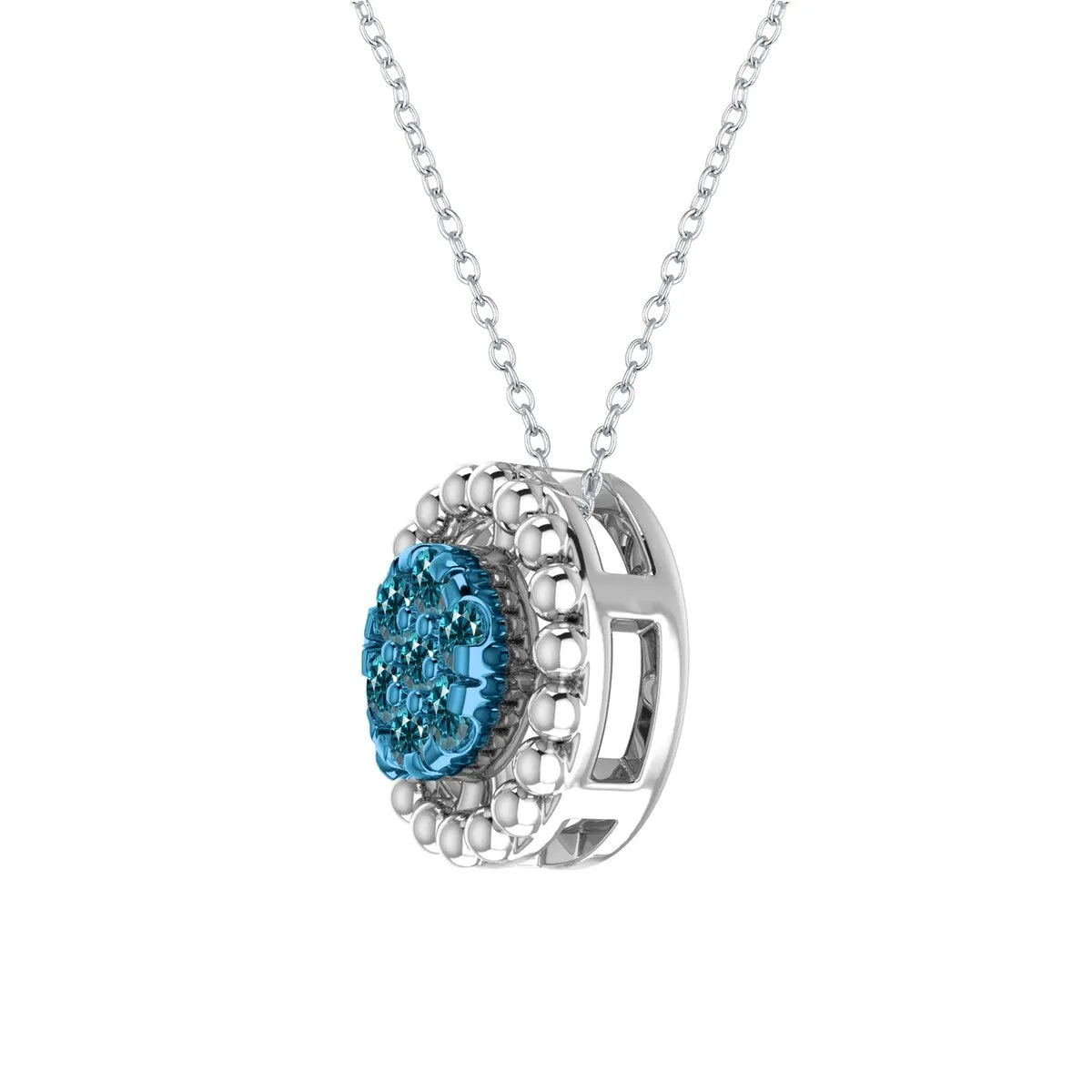 Sterling Silver 1/18 CTTW Natural Blue Diamond Beaded Circle Pendant sold by Zulily product image thumbnail 2