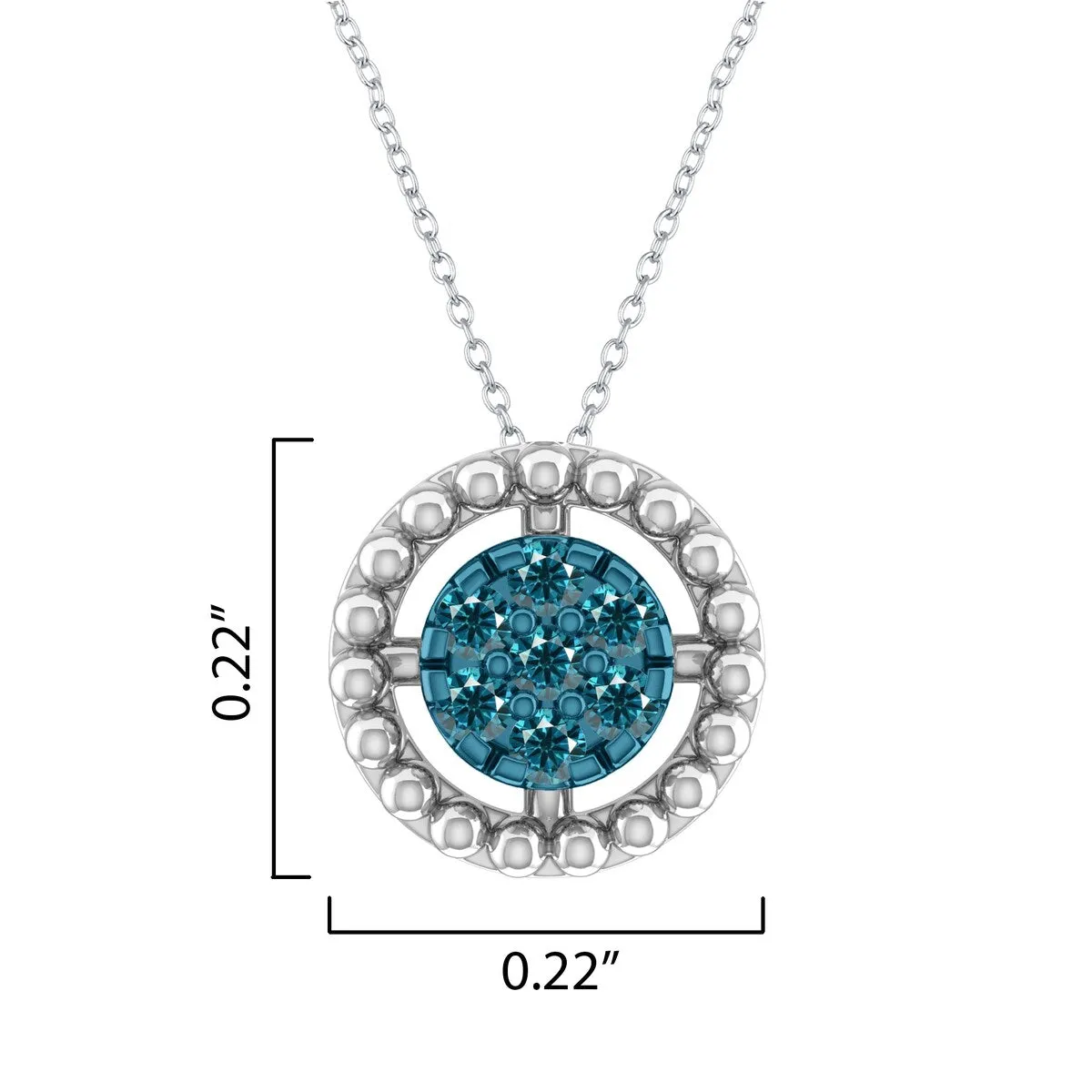 Sterling Silver 1/18 CTTW Natural Blue Diamond Beaded Circle Pendant sold by Zulily product image thumbnail 3