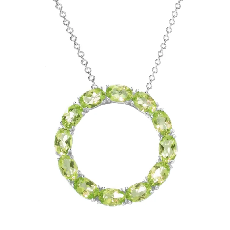 Sterling Silver 6.00Ct Natural Peridot Circle Pendant sold by Zulily