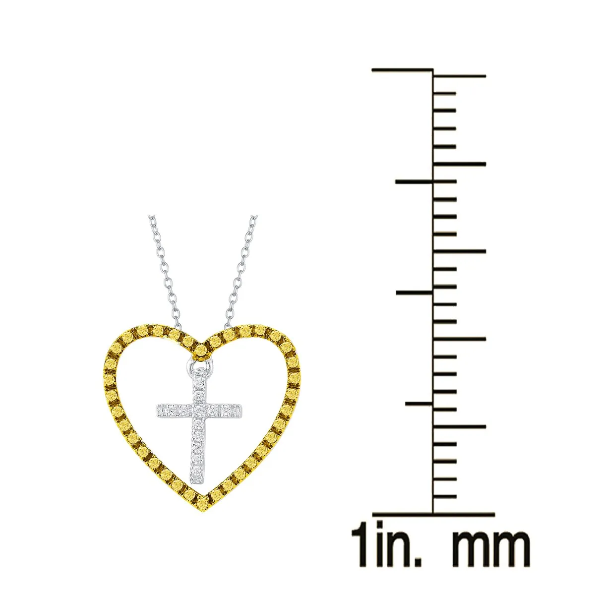 Sterling Silver 0.25CTTW Yellow Diamond & White Diamond Heart Pendant sold by Zulily product image thumbnail 3