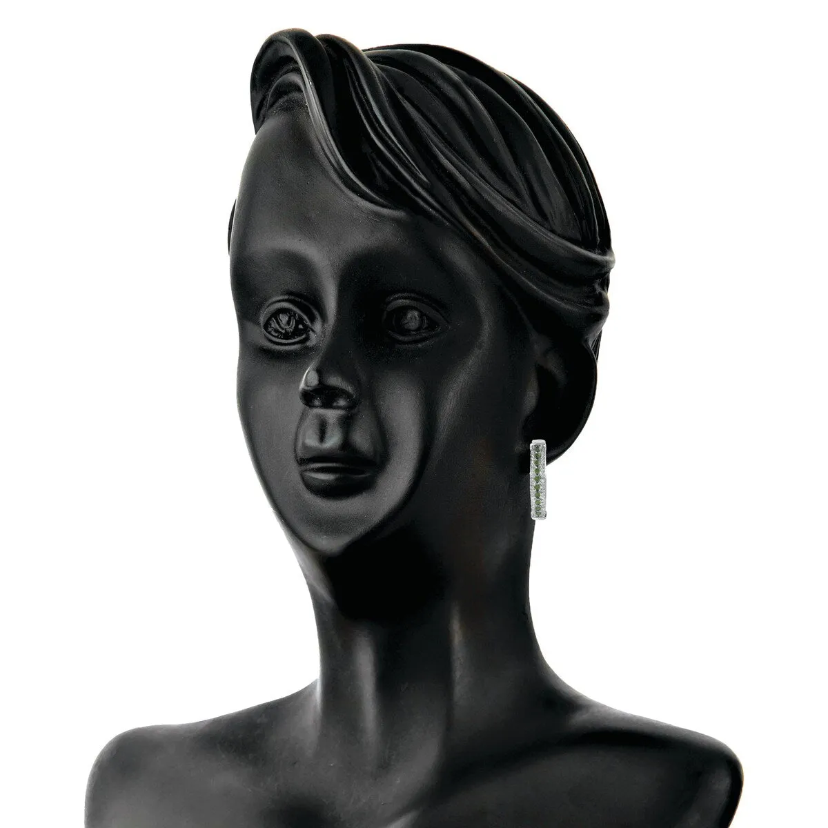 Sterling Silver 1.00 CTTW Genuine Green Diamond Hoop Earrings sold by Zulily product image thumbnail 5