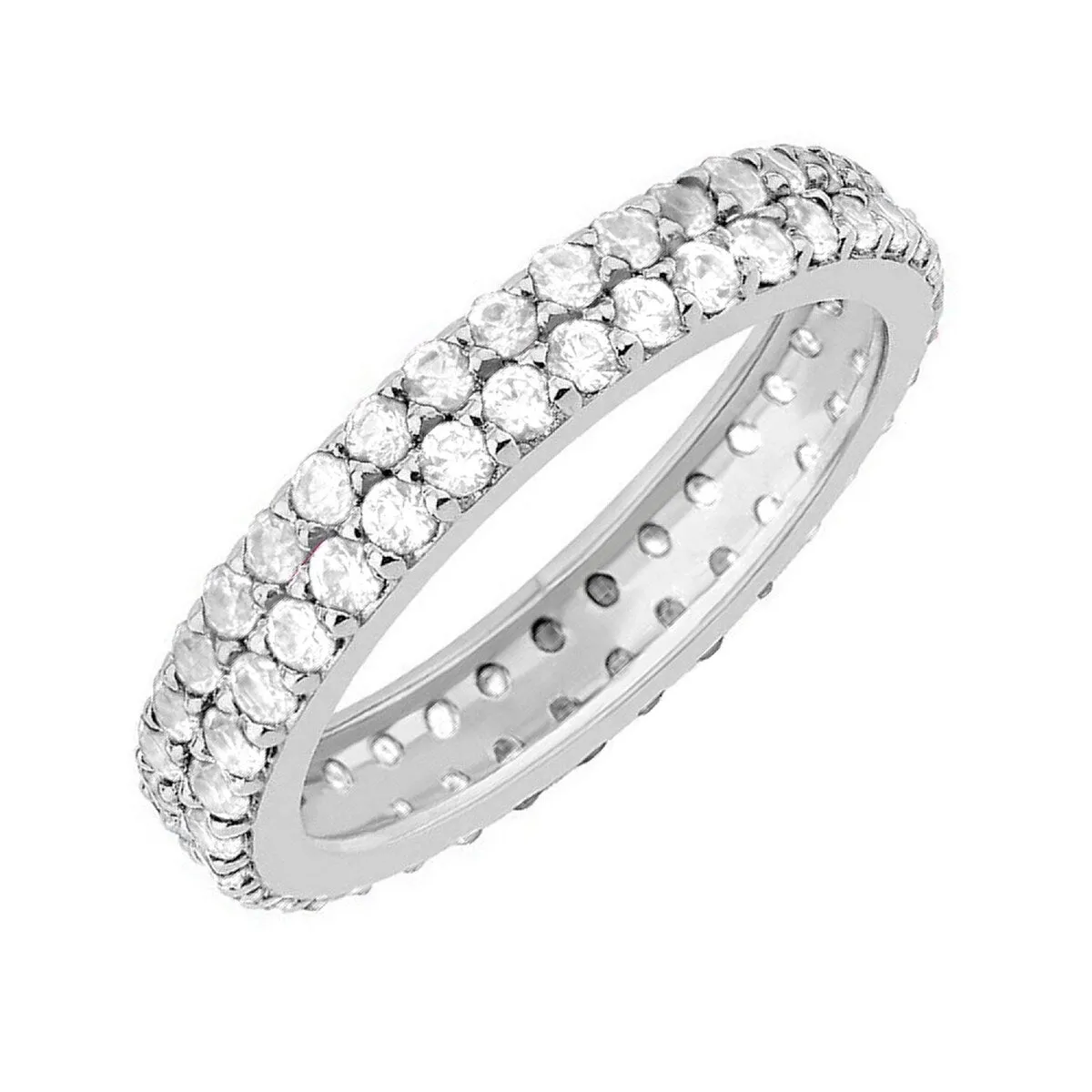 White Topaz Sterling Silver Two Row Eternity Band Ring sold by Zulily product image thumbnail 2