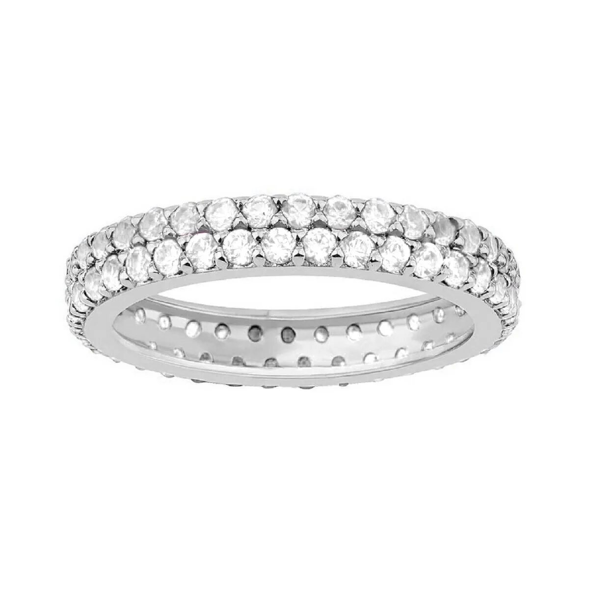 White Topaz Sterling Silver Two Row Eternity Band Ring sold by Zulily
