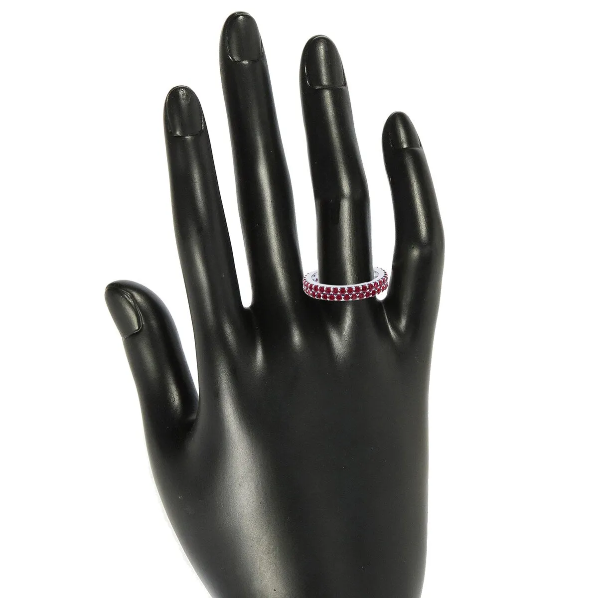 Garnet Sterling Silver Two Row Eternity Band Ring sold by Zulily product image thumbnail 3