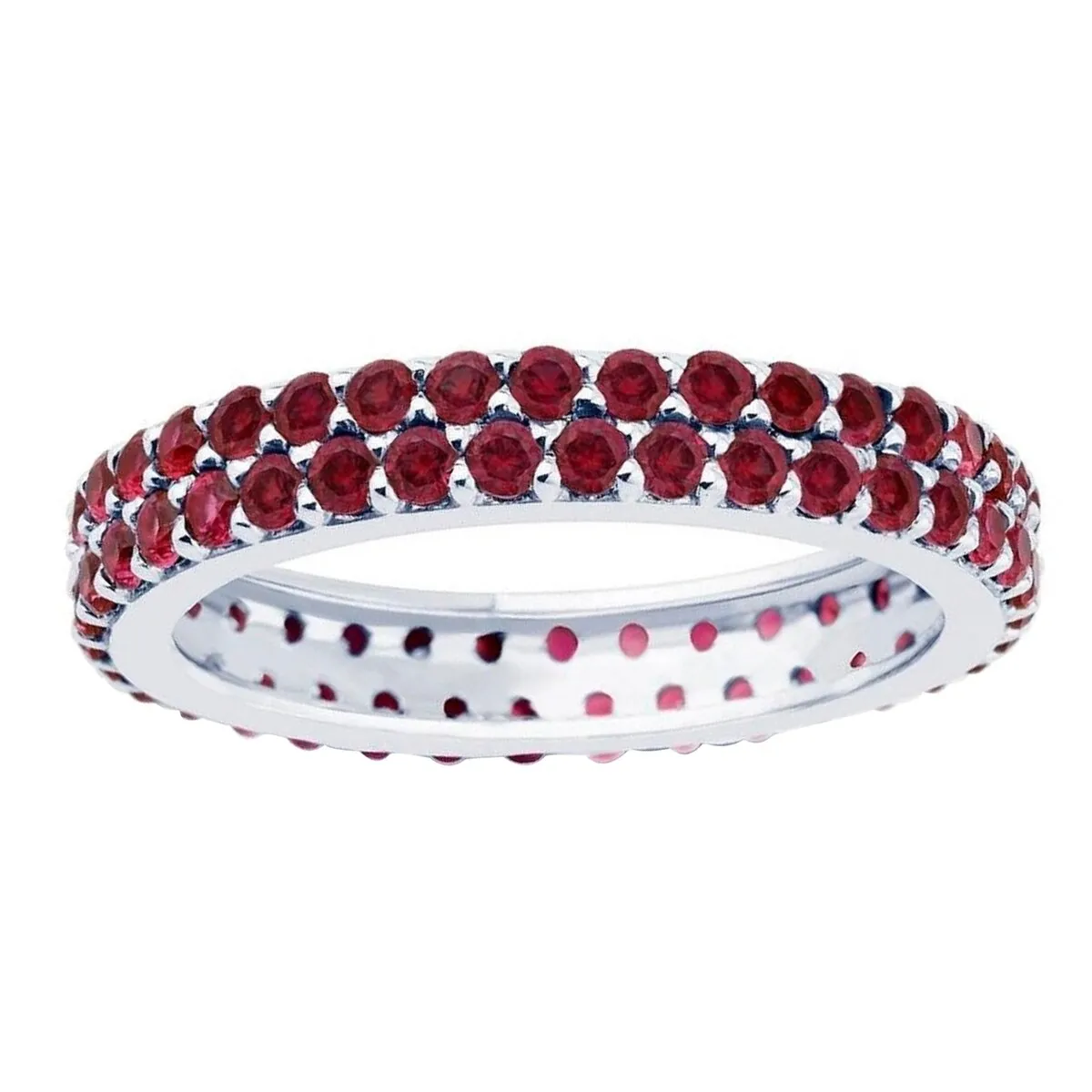 Garnet Sterling Silver Two Row Eternity Band Ring sold by Zulily