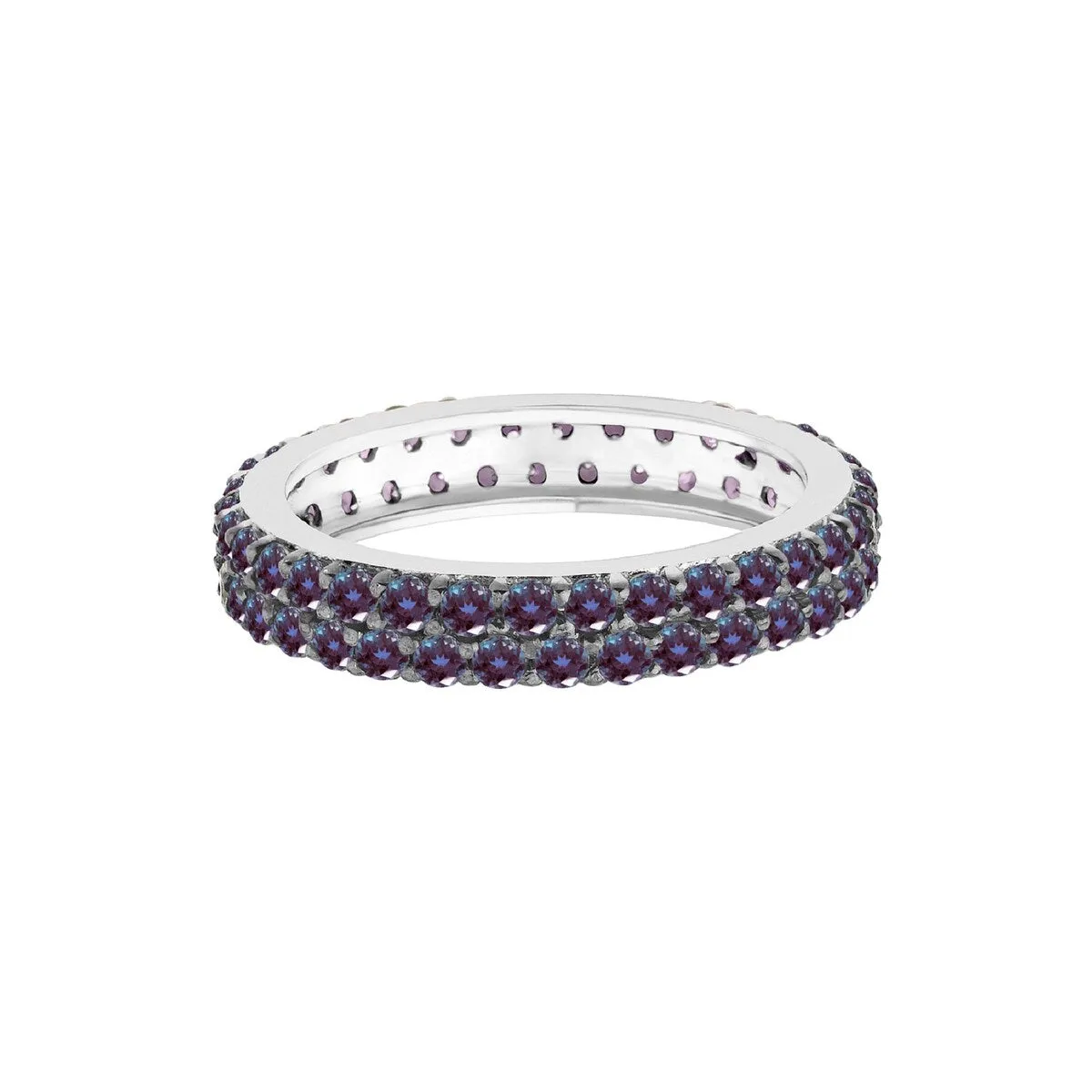 Color Changing Alexandrite Sterling Silver Two Row Eternity Band Ring sold by Zulily product image thumbnail 3