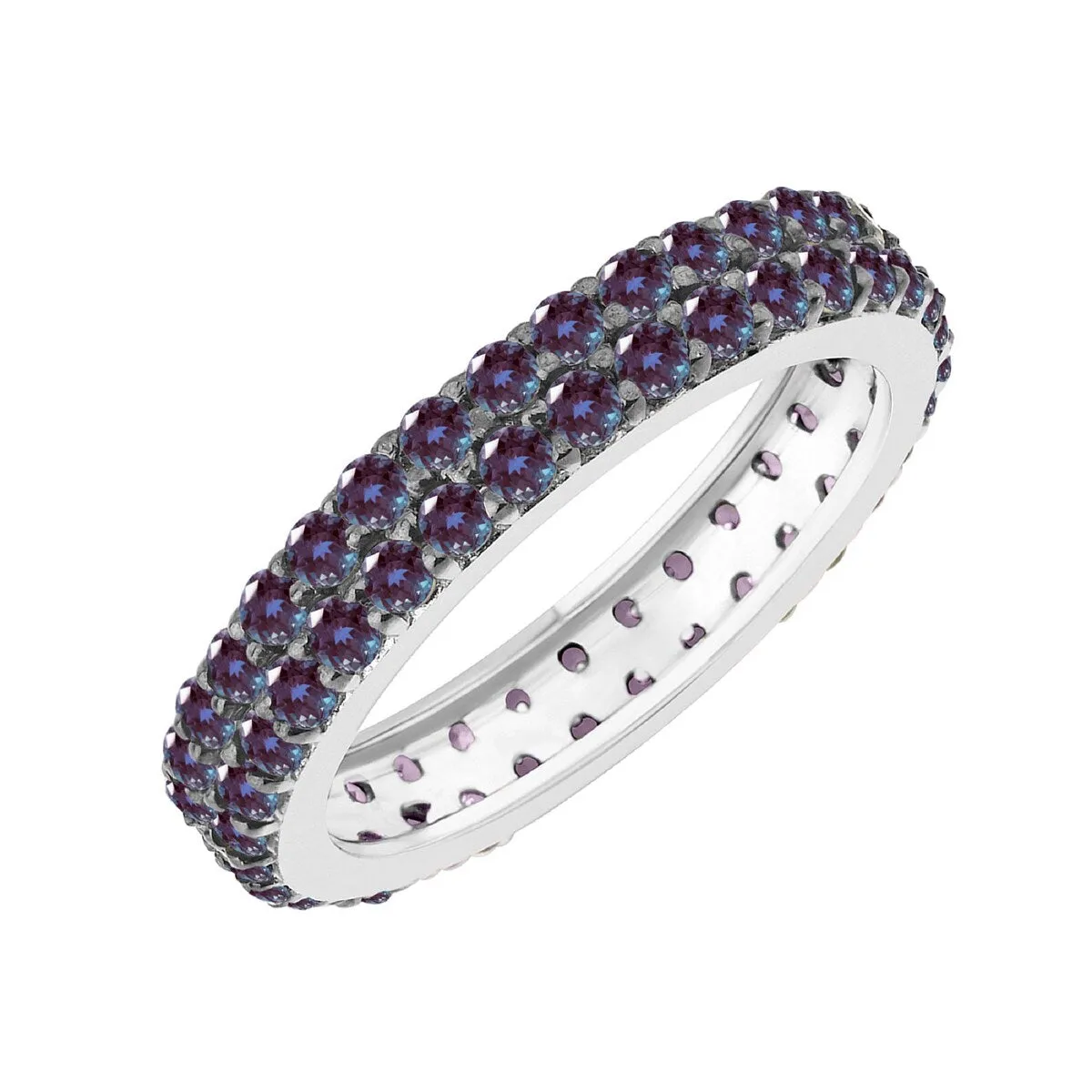 Color Changing Alexandrite Sterling Silver Two Row Eternity Band Ring sold by Zulily product image thumbnail 2