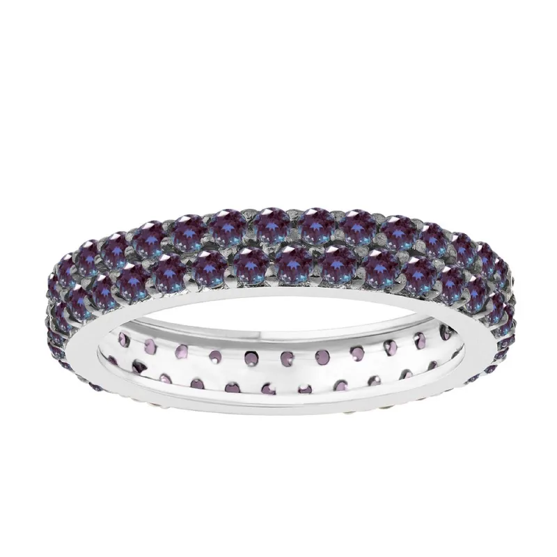 Color Changing Alexandrite Sterling Silver Two Row Eternity Band Ring sold by Zulily