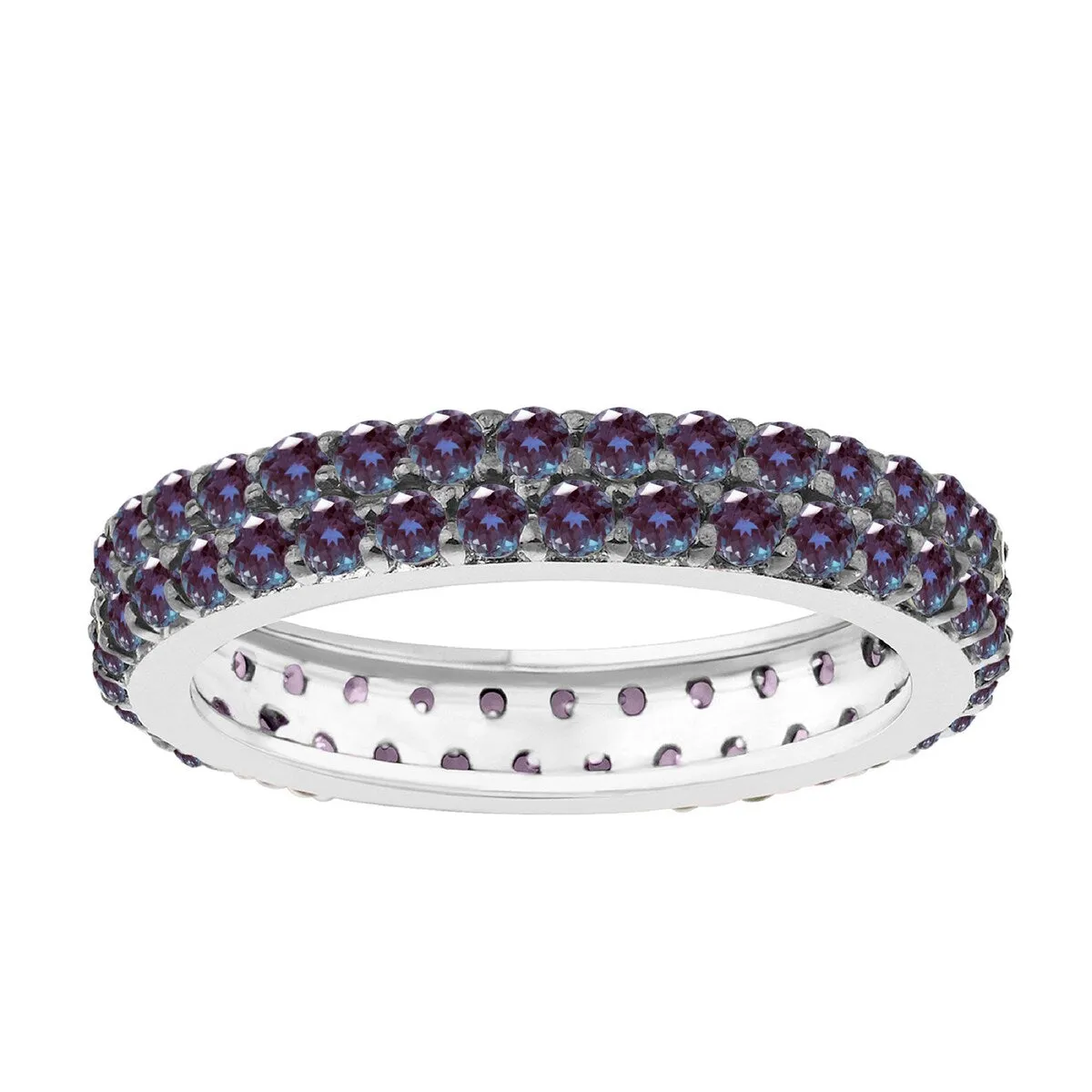 Color Changing Alexandrite Sterling Silver Two Row Eternity Band Ring sold by Zulily