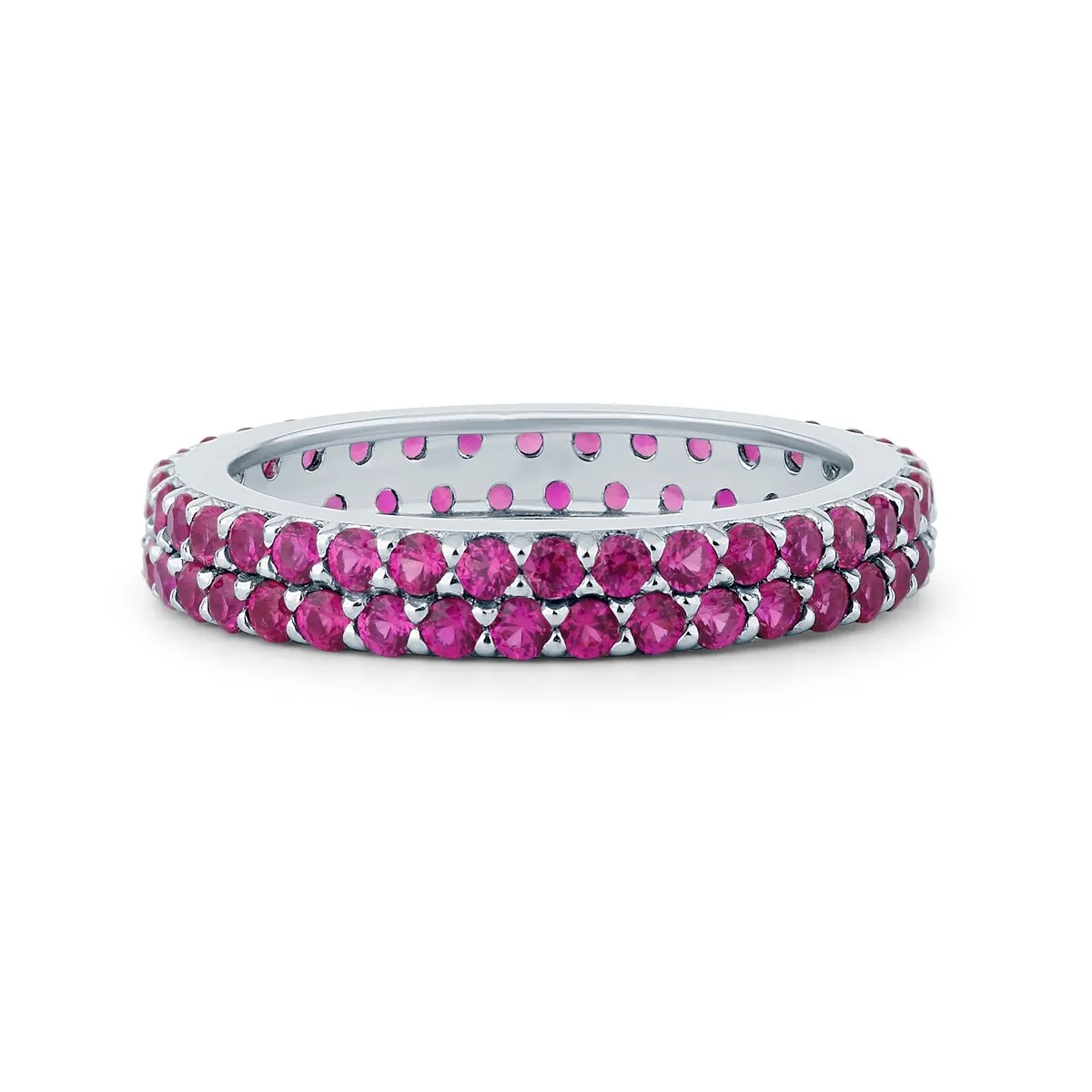 Ruby Sterling Silver Two Row Eternity Band Ring sold by Zulily product image thumbnail 3