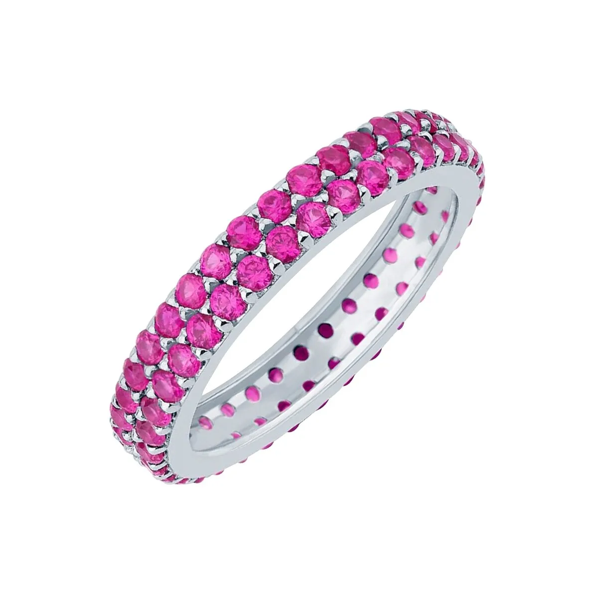 Ruby Sterling Silver Two Row Eternity Band Ring sold by Zulily product image thumbnail 2