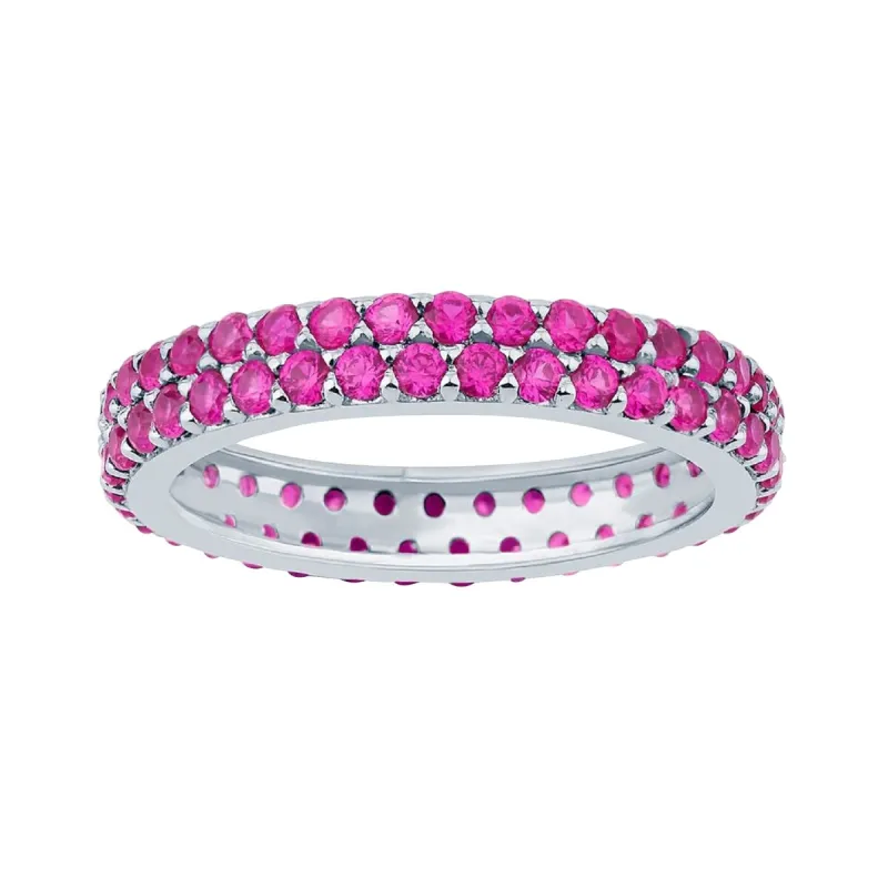 Ruby Sterling Silver Two Row Eternity Band Ring sold by Zulily