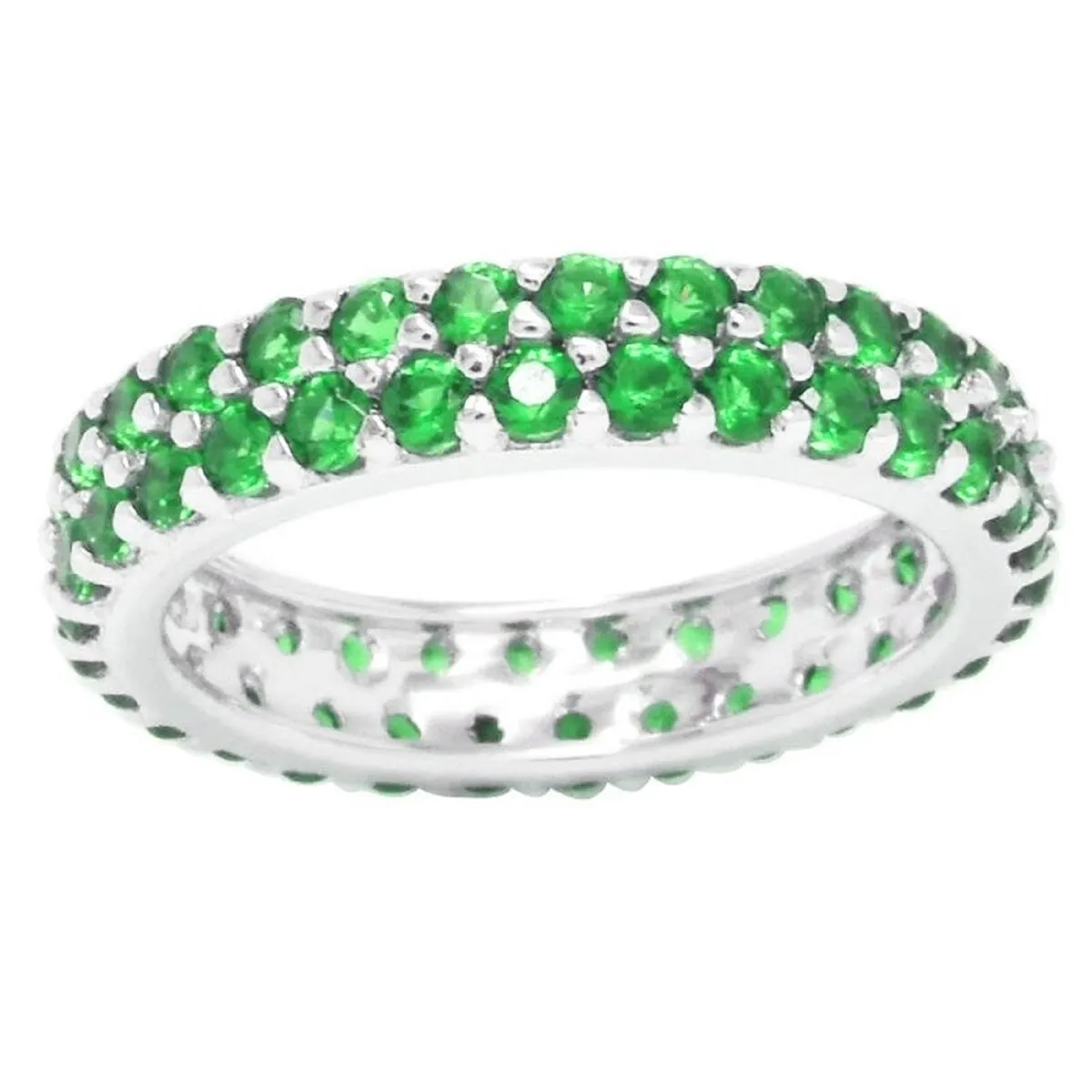 Emerald Sterling Silver Two Row Eternity Band Ring sold by Zulily product image thumbnail 2